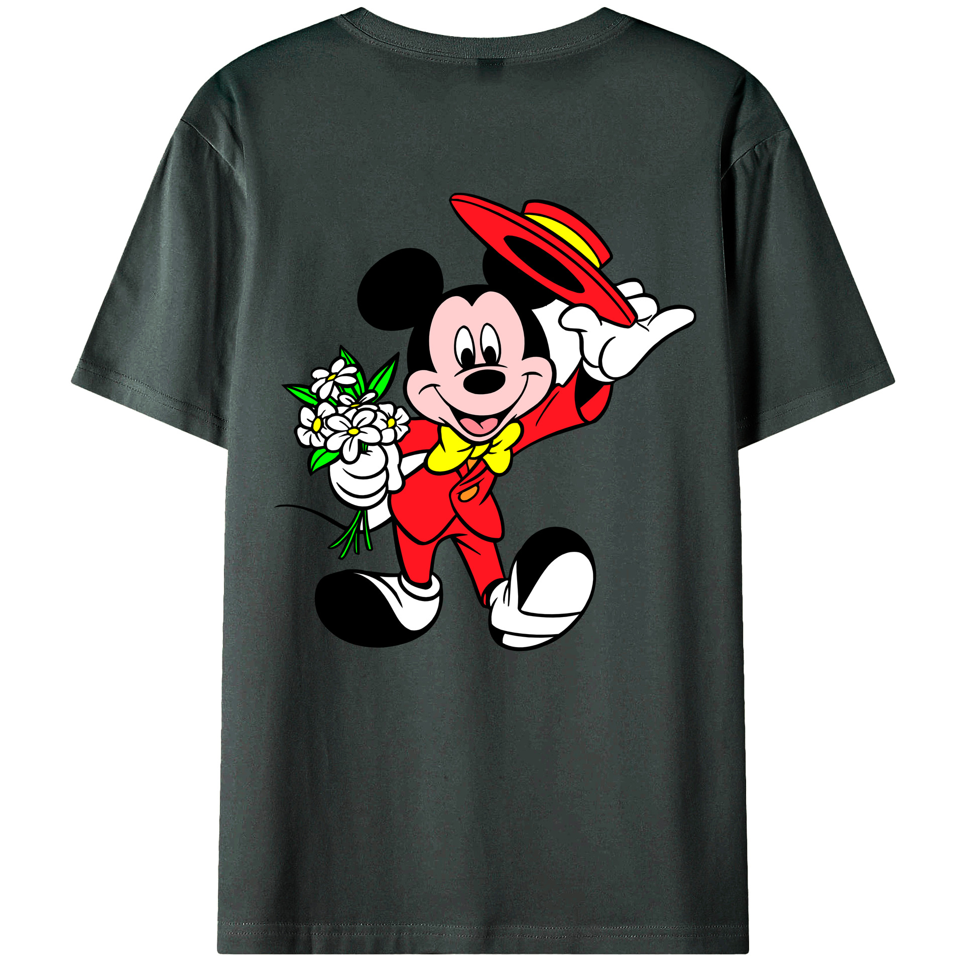 ミッキーマウス Mickey Mouse 綿100％ メンズ半袖Tシャツ（バックプリント） 通気性